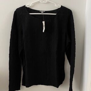 J Jill Women’s Black Long-Sleeve Textured Top